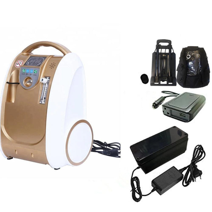 1L-5L/Min Trolley 24hours continuous Portable Oxygen Generator Concentrator Battery/Travel/Home Use Oxygen Machine - Mayerwood Retail