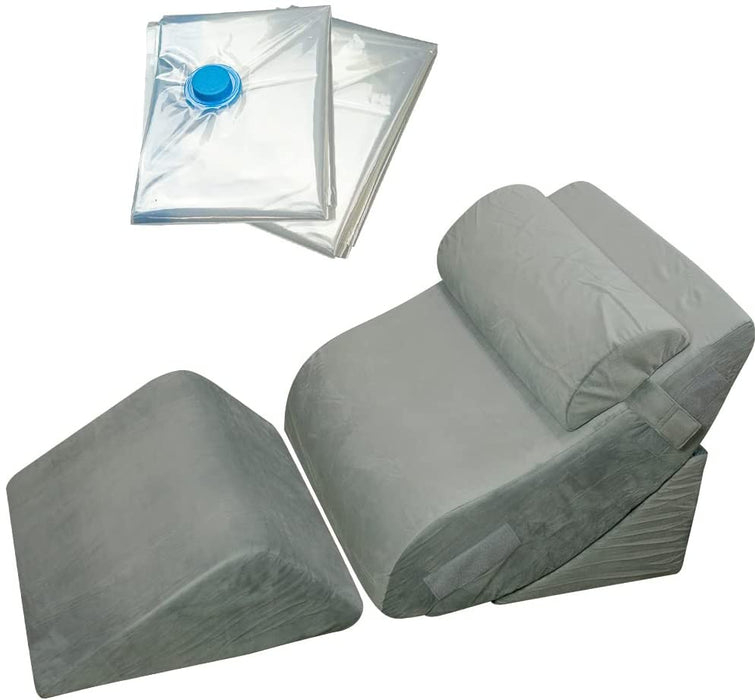 4PC Bed Wedge Pillow with Memory Foam - for Post Surgery