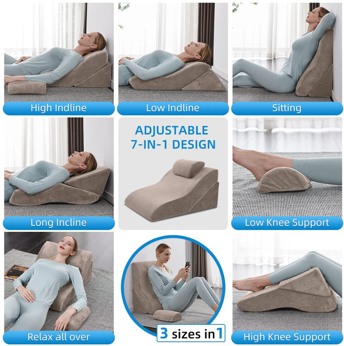 Bed Wedge Pillow Adjustable Pillows Set for Back Leg