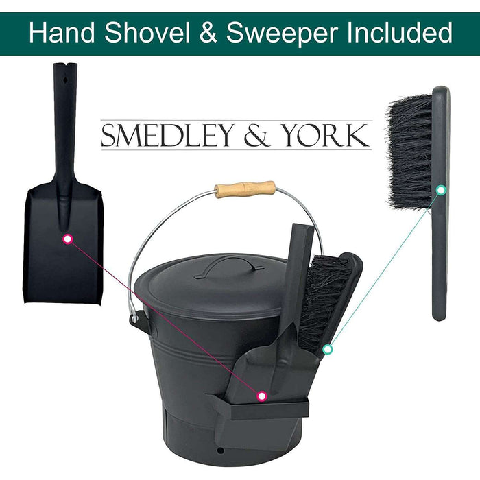 Coal and Ash Bucket with Shovel and Hand Broom