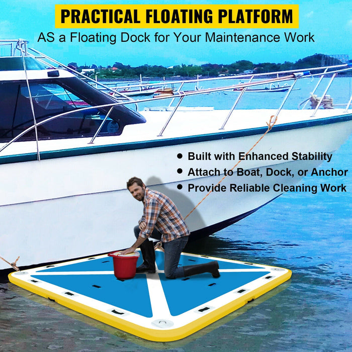 Floating Fishing Dock PVC Inflatable Dock Platform 8x8 ft w/
