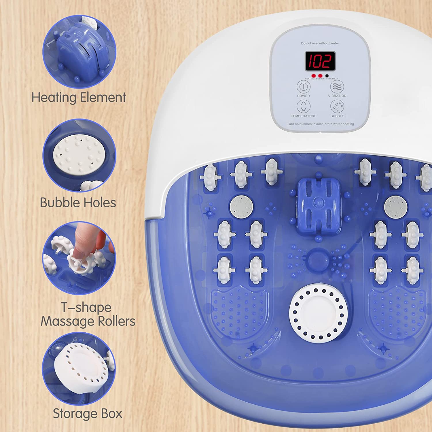 Foot Spa Bath Massager I Heating & Vibration & Bubble 3 in 1 Foot Bath –  Meubon