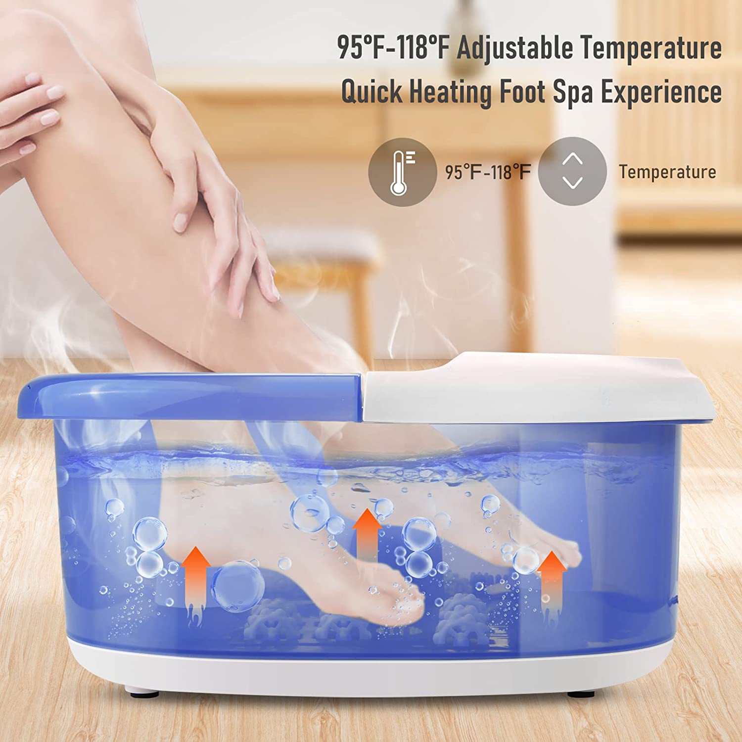 Foot Spa Bath Massager I Heating & Vibration & Bubble 3 in 1 Foot Bath   Meubon