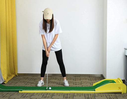 Golf Putting Green Practice Mat with Auto Ball Return for