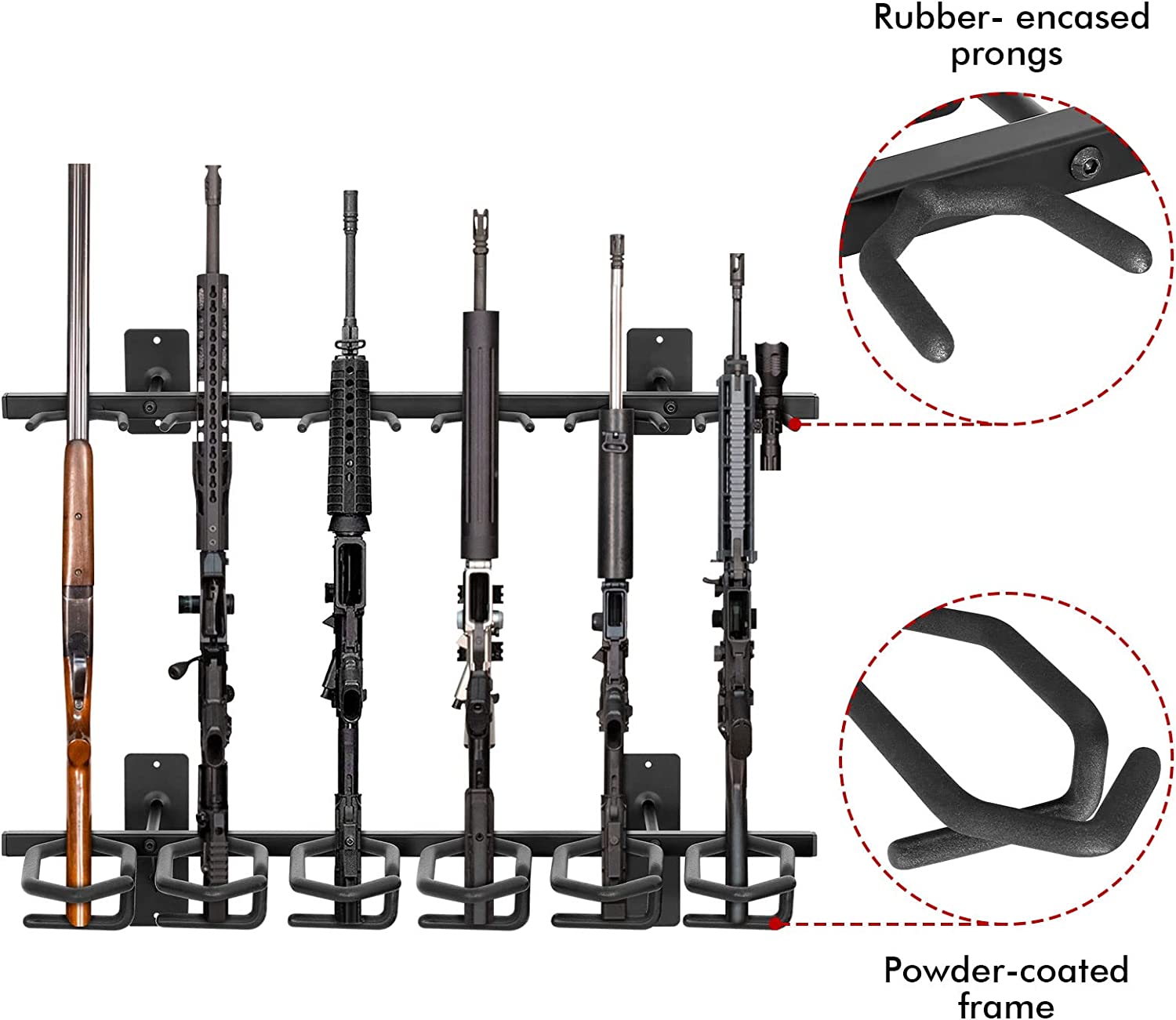 Gun Racks for Wall 6-Slot I Vertical Gun Rack Wall Mount I Rifle Shotg ...