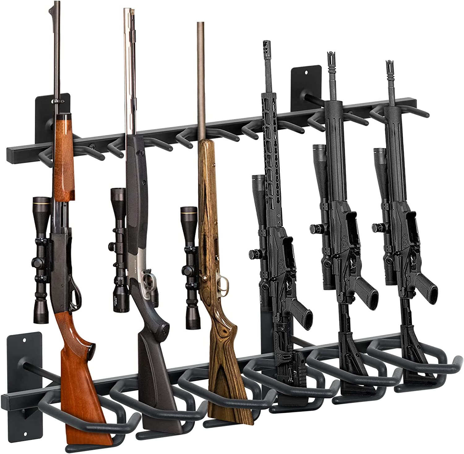 Gun Racks for Wall 6-Slot I Vertical Gun Rack Wall Mount I Rifle Shotg ...