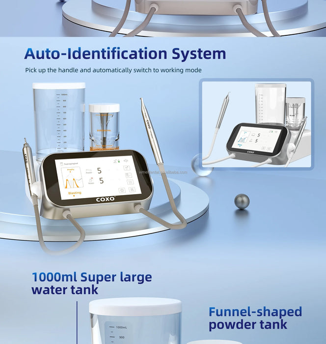 Two-in-One PT MASTER Dental Scaler & Air Polisher with LED Light – Wireless Pedal Control, Scaling & Sandblasting Machine