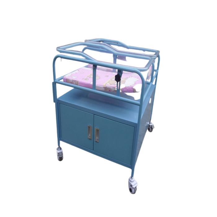 Medical Paediatric Powder-coated baby crib cot with cabinet