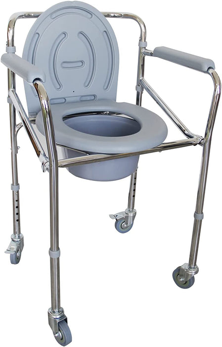 Mobile Bedside Commode Chair for Toilet with Locking Wheels