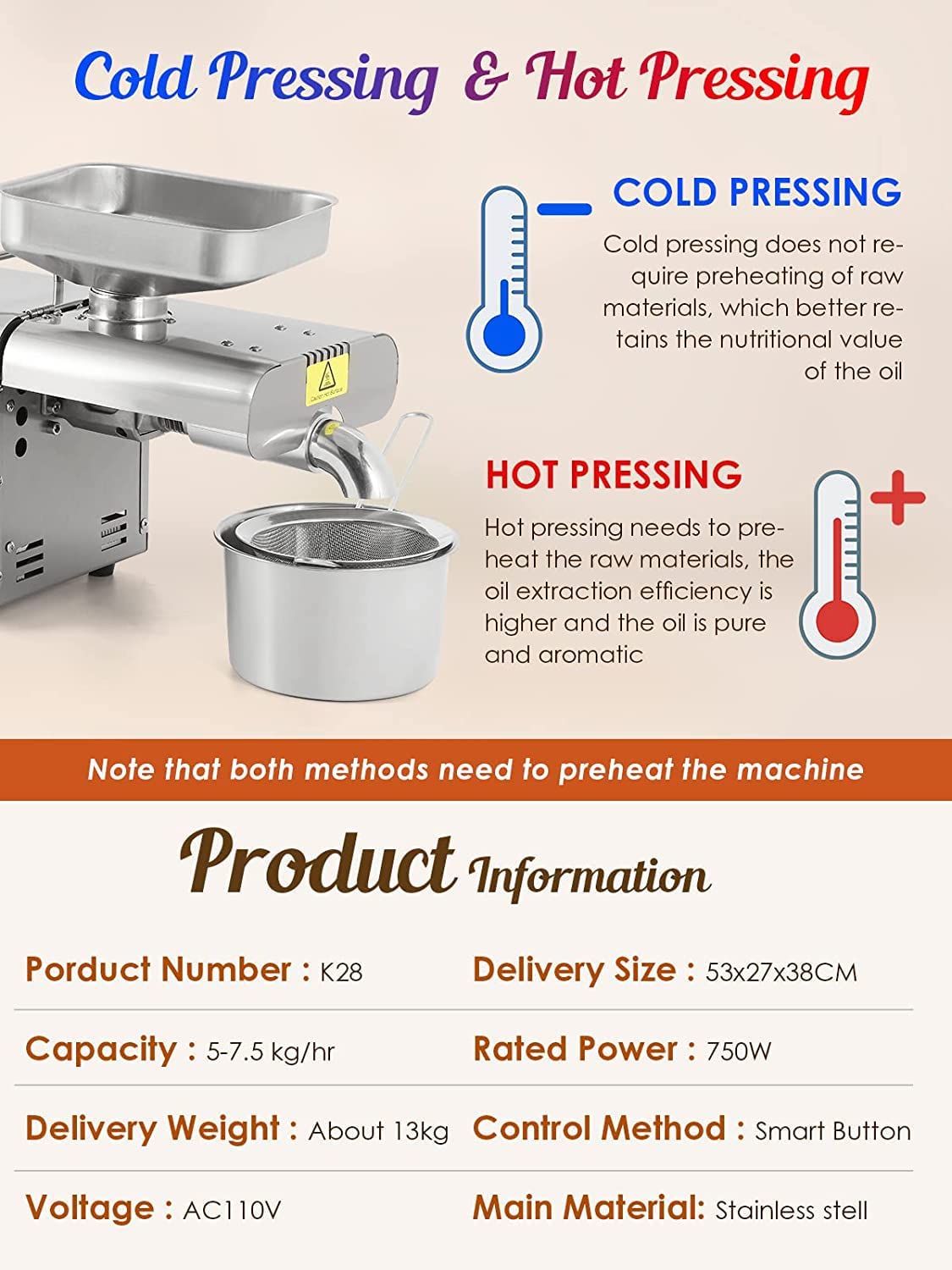 Oil Press Machine Automatic Oil Presser I Cold Hot Press with Intellig ...