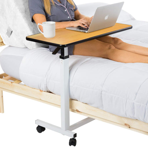 Overbed Table Hospital Bed Table Swivel Wheel Rolling Tray