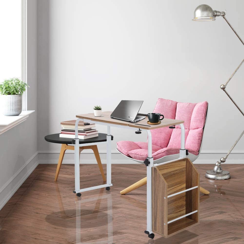 Overbed Table with Wheels I Height Adjustable I Over The Bed