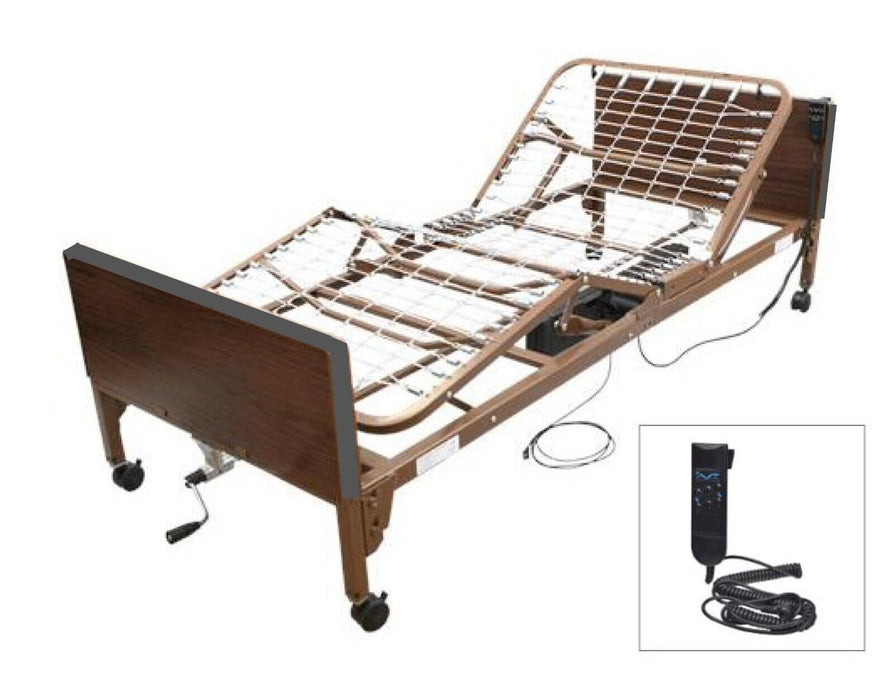 Meubon Semi-Electric Hospital Bed Package with Mattress and Half Rails I Comfort and Safety Guaranteed