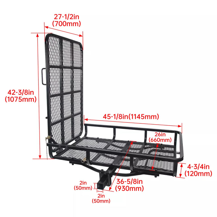 Meubon Hitch Mount Wheelchair Carrier Rack with Loading Ramp for Mobility Scooters & Cargo Model M776122