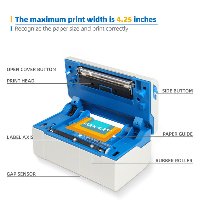 Efficient Shipping Label Printer I Direct Thermal Barcode Printer with 500 Labels Included