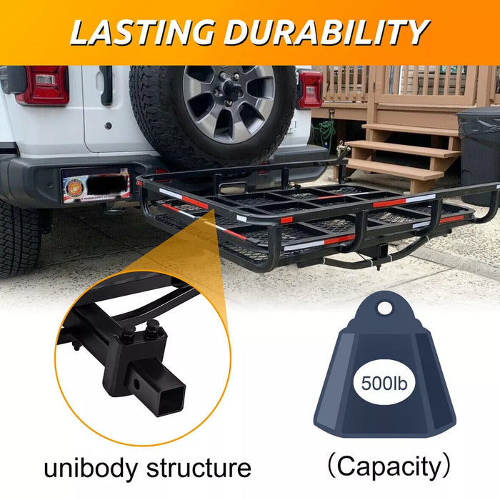 Meubon Hitch Mount Wheelchair Carrier Rack with Loading Ramp for Mobility Scooters & Cargo Model M776122