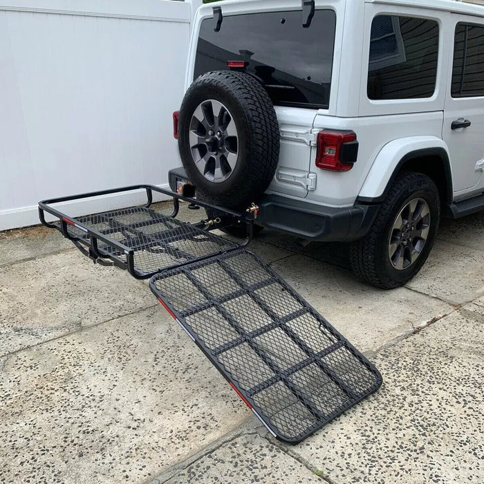 Meubon Hitch Mount Wheelchair Carrier Rack with Loading Ramp for Mobility Scooters & Cargo Model M776122