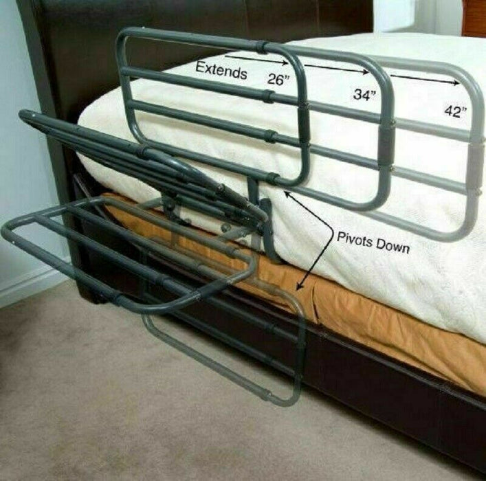 Meubon Adjustable Folding Bed Rails for Seniors & Elderly Adults I Medical Hospital Side Support for Enhanced Safety