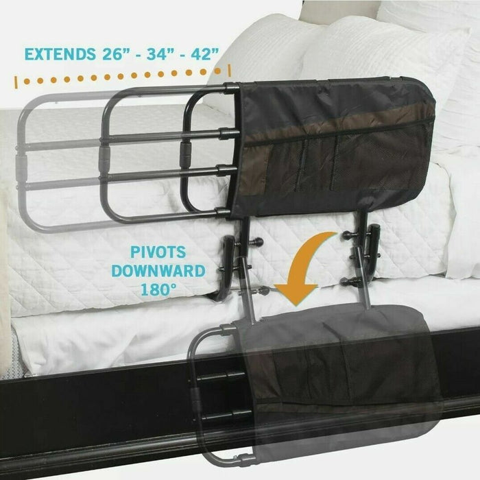 Meubon Adjustable Folding Bed Rails for Seniors & Elderly Adults I Medical Hospital Side Support for Enhanced Safety