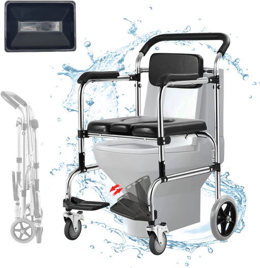 Shower Chair with Wheels I Foldable Rolling Shower Chair