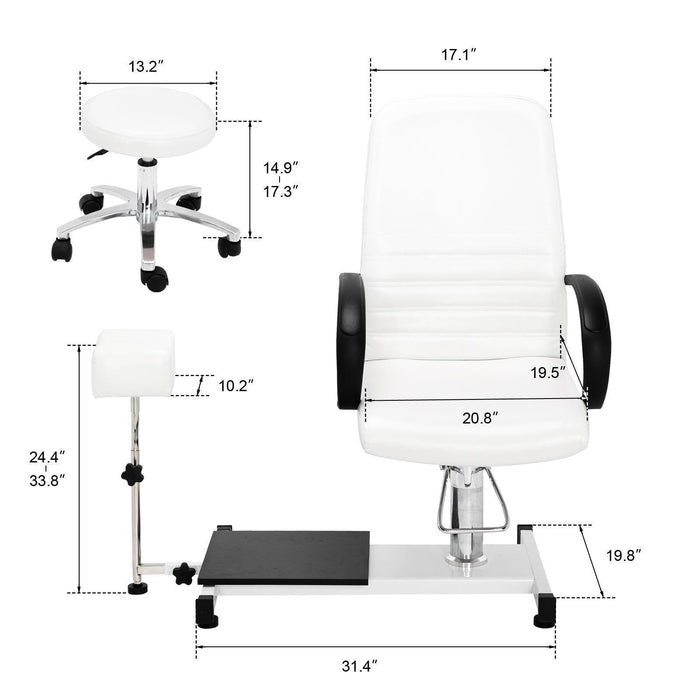 Complete Pedicure Station: Nail Tech Stool, Foot Bath, Salon Spa - Beauty Supply Essential