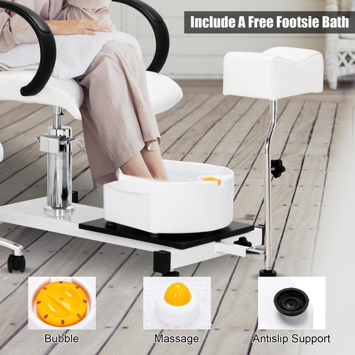 Complete Pedicure Station: Nail Tech Stool, Foot Bath, Salon Spa - Beauty Supply Essential