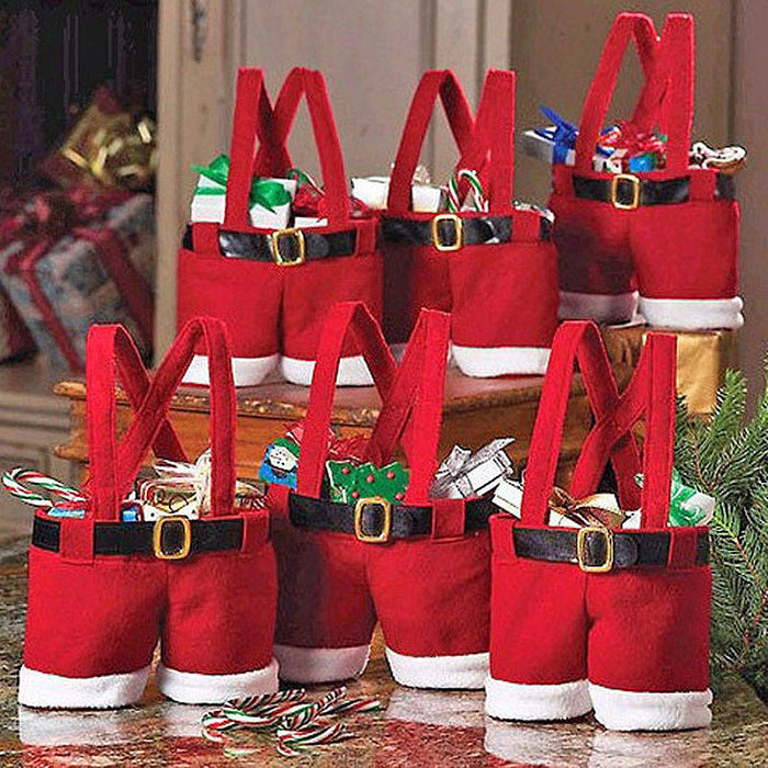 Tote Bag New Wool Fabric Merry Christmas Gifts Santa Pants