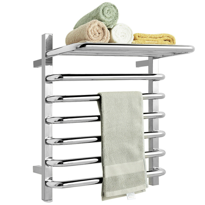 Towel Warmer 10-Bar Wall Mount Stainless Plug-in Towel Rack