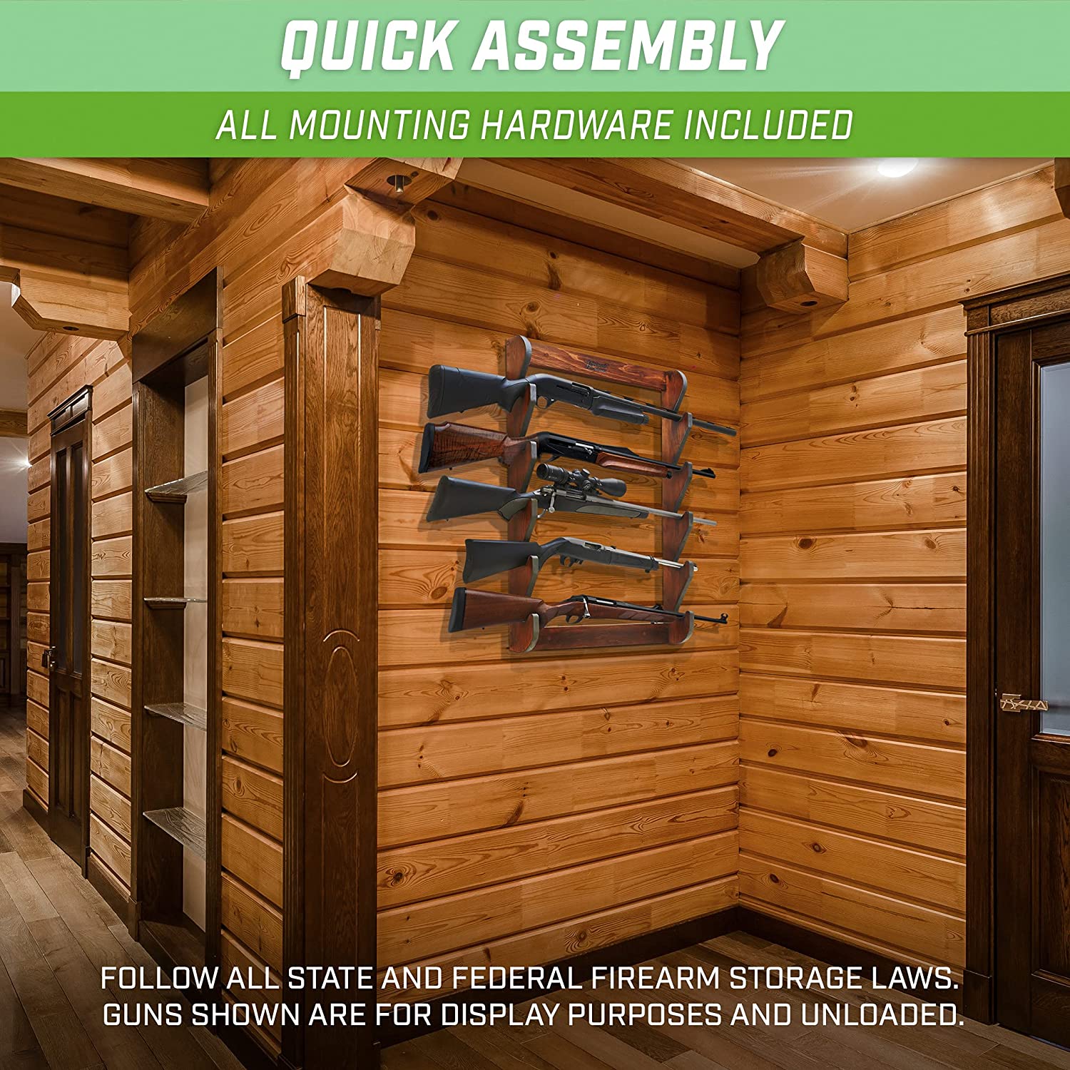 Wall Mounted Firearm Display Rack i Holds 5 Rifles or Shotguns – Meubon