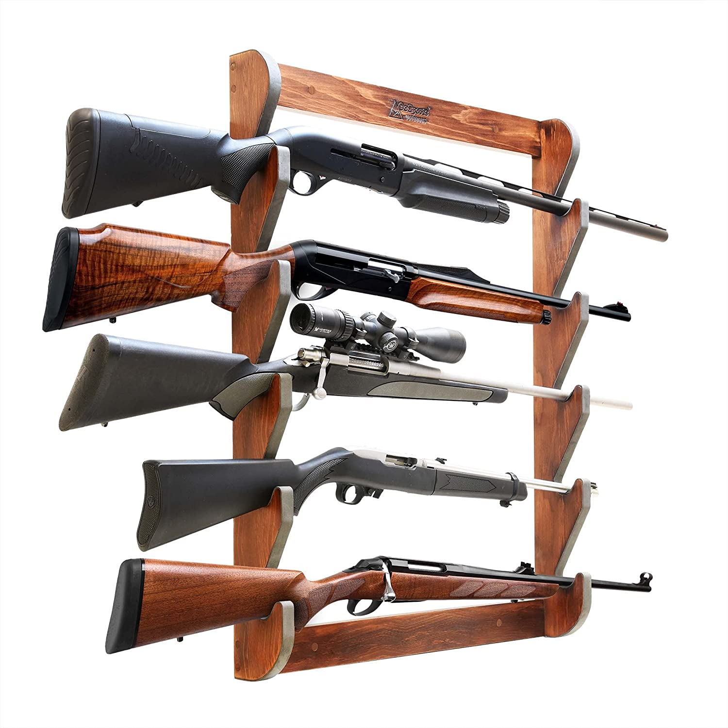 Wall Mounted Firearm Display Rack i Holds 5 Rifles