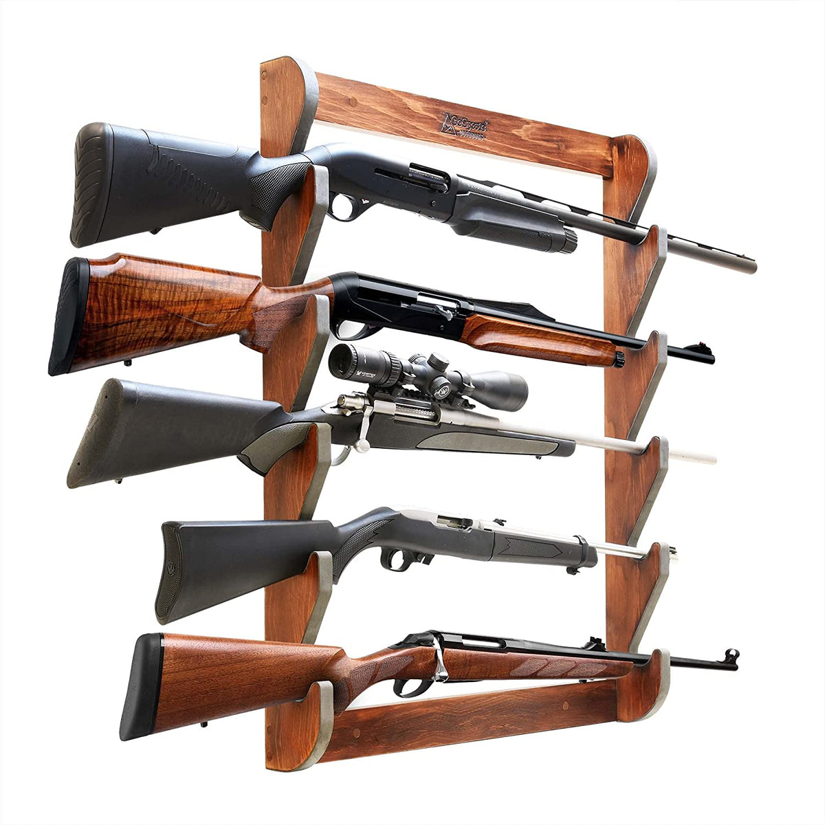 Wall Mounted Firearm Display Rack i Holds 5 Rifles or Shotguns – Meubon