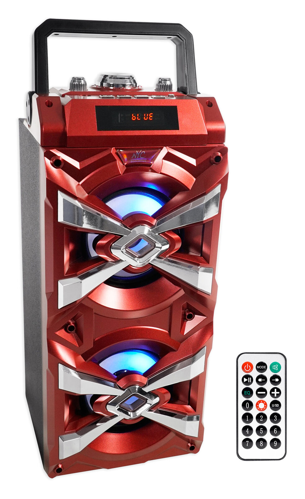 Karaoke Machine NYC Acoustics X-Tower Bluetooth Karaoke Machine System w/LED's+(2) Wireless Mics