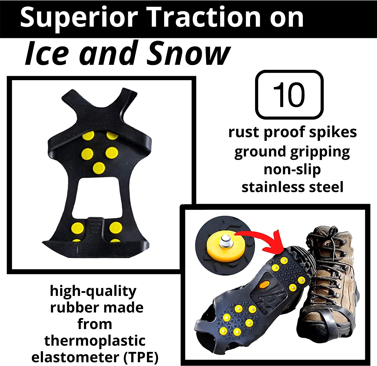 Ice Cleats Crampons Shoe Boot Spikes Ice Grippers