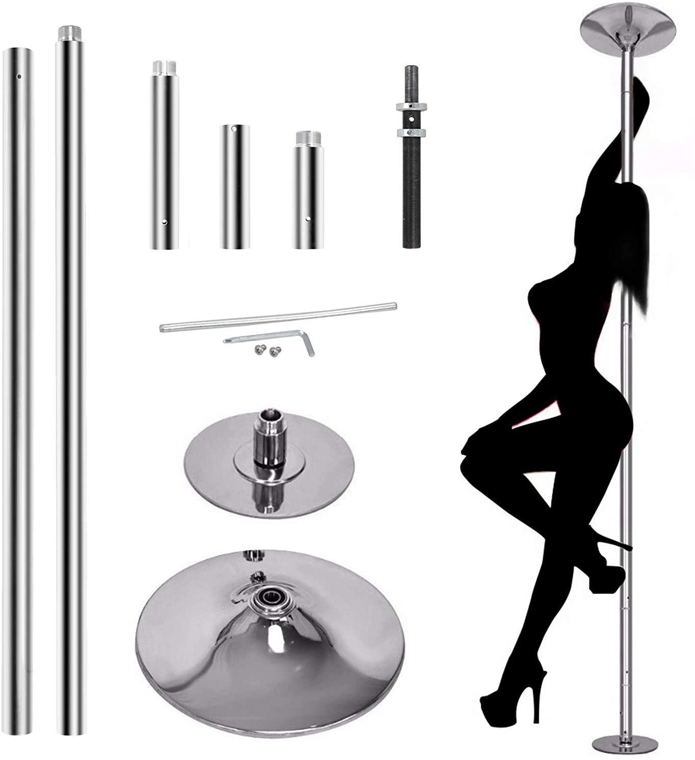 Dancing Pole Spinning Static Kit Portable Removable Stripper Pole Adjustable 7.3ft - 8.85ft