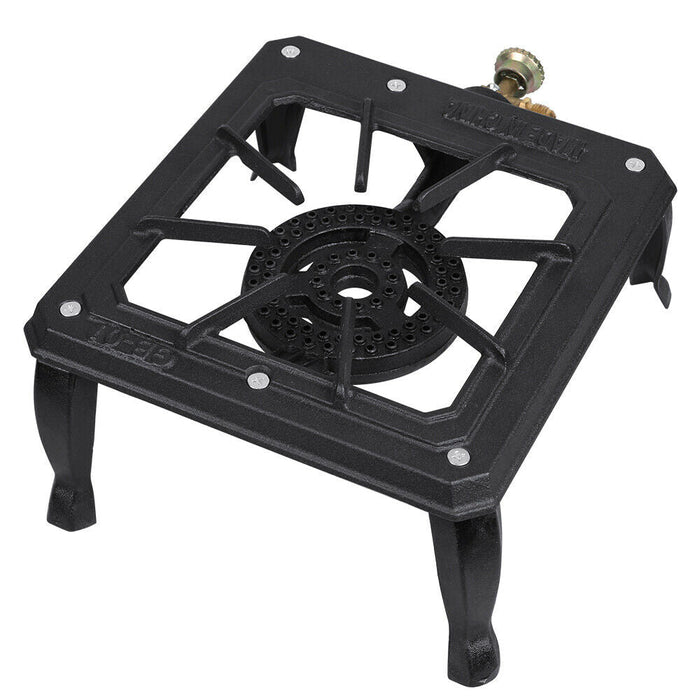 Camping Stove Cast Iron Burner Single Portable Outdoor Propane Gas BBQ Cooker