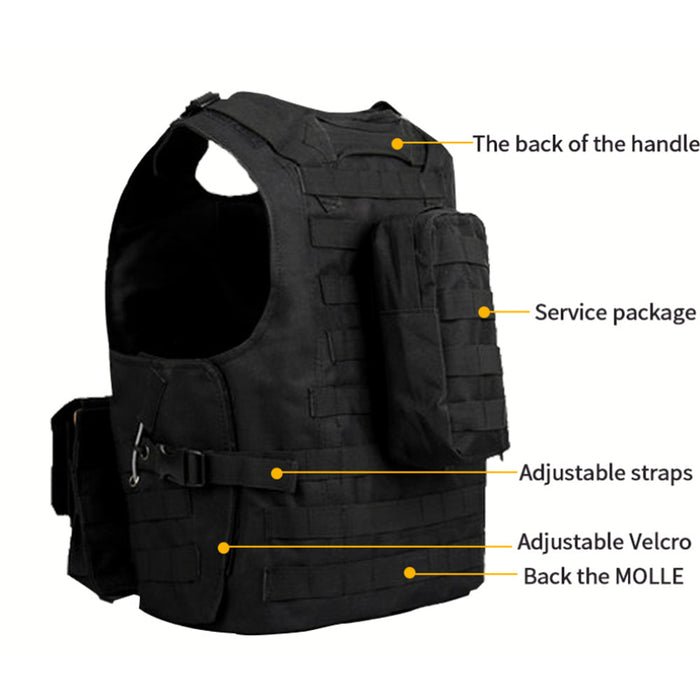 Mens Military Tactical Vest MOLLE Assault Plate Carrier Combat Play Vest /Gloves