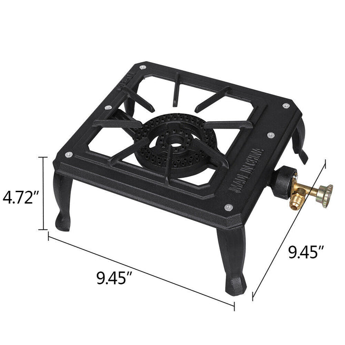 Camping Stove Cast Iron Burner Single Portable Outdoor Propane Gas BBQ Cooker