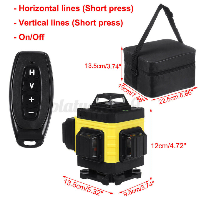 Laser Level 4D 16 /3D 12 Line Green Auto Self Leveling 360° Rotary Cross